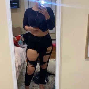 hollister black ripped skinny jeans